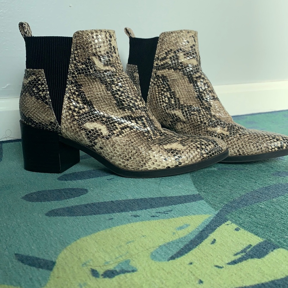 Nine West Stacked heel snake skin boot